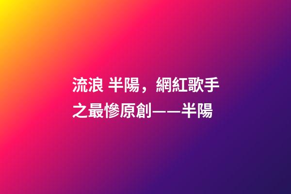 流浪 半陽，網紅歌手之最慘原創——半陽-第1張-觀點-玄機派